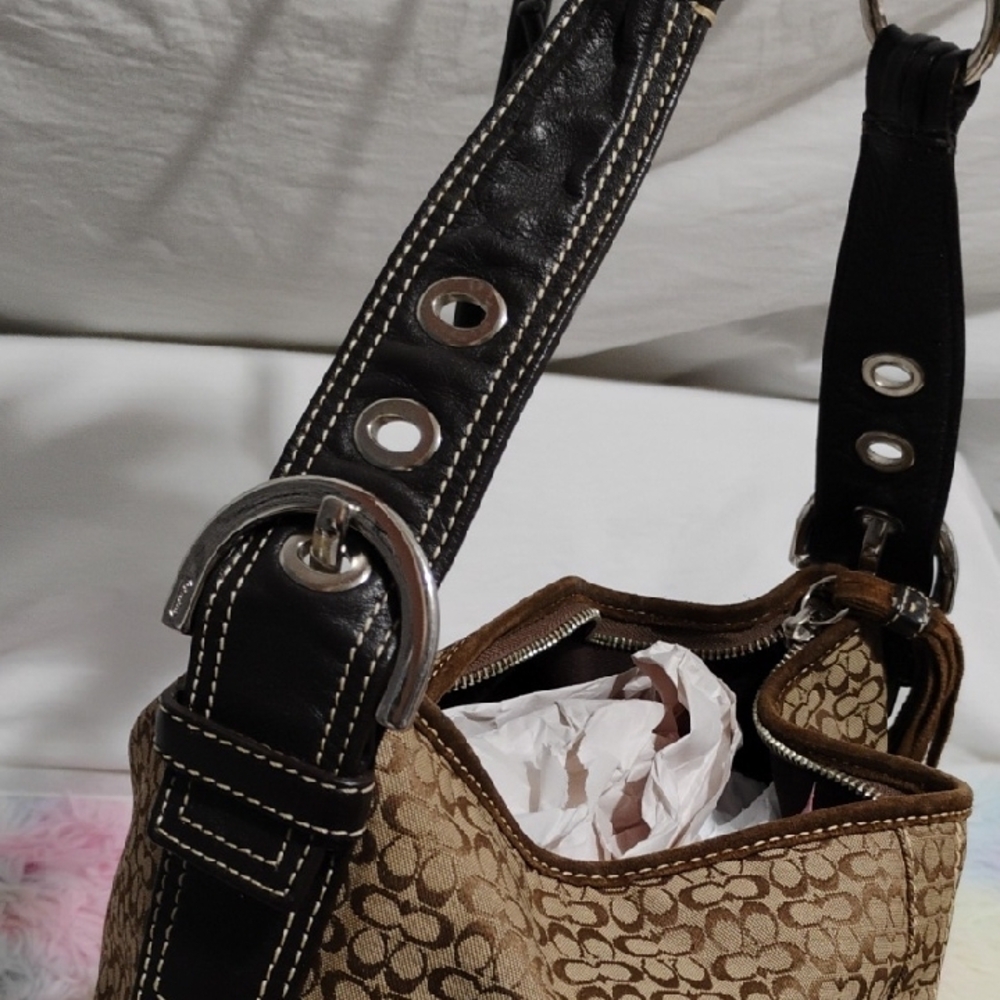 SALE! Authentic Coach Y2K Mini Signature C Shoulder Bag W Tassels - Picture 9 of 14
